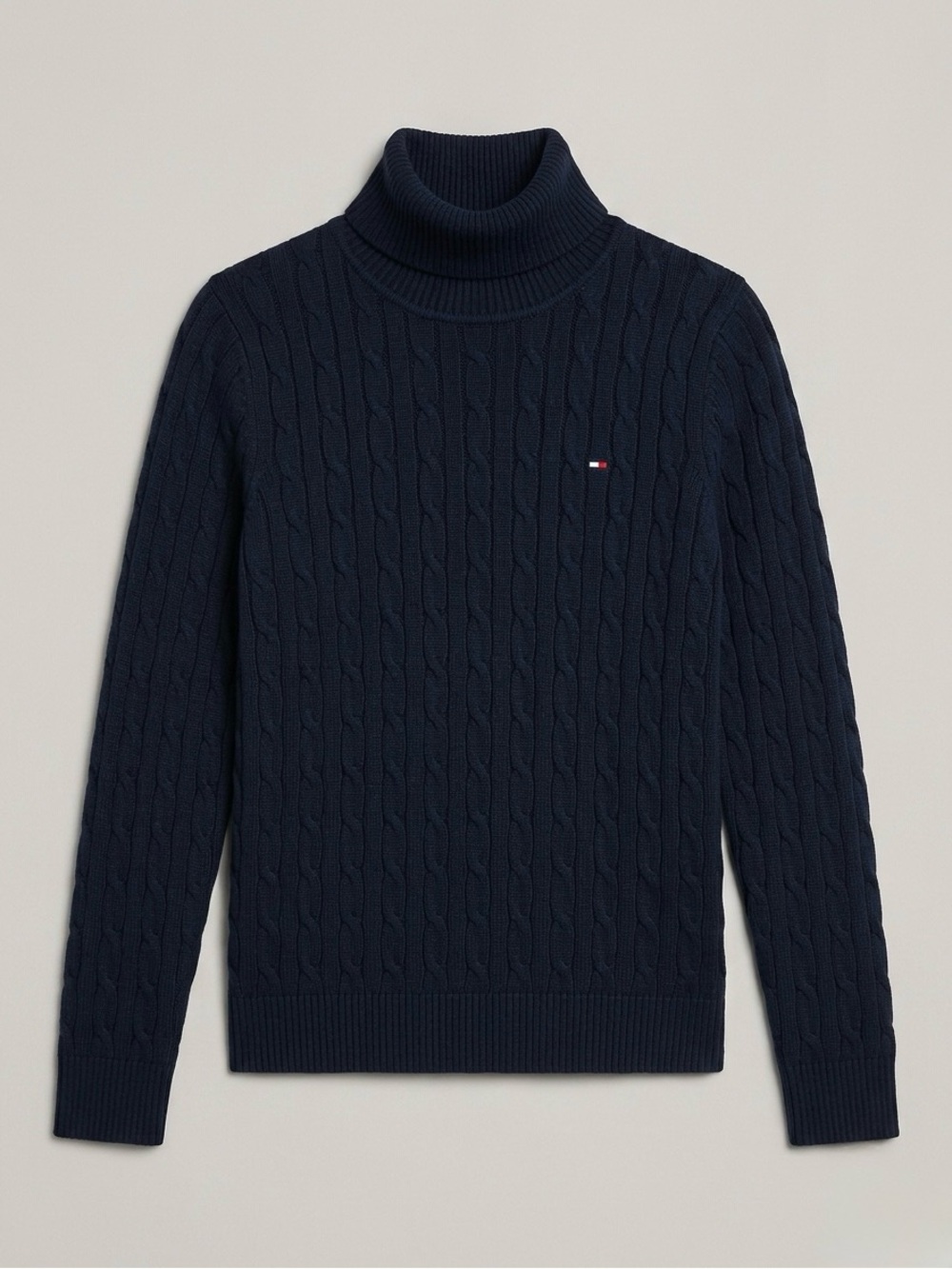 Tommy Hilfiger Black Cable Knit Turtleneck Sweater